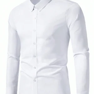 Men's Solid Color Long Sleeve Button-Down Shirt