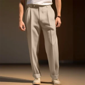 Men s Dress Pants Solid Color Hemmed Bottoms