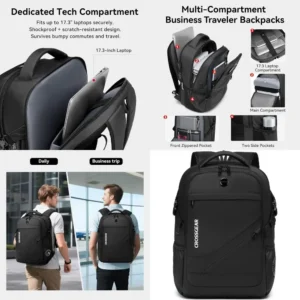 17.3 Men's Laptop Backpack, Large Travel Bag